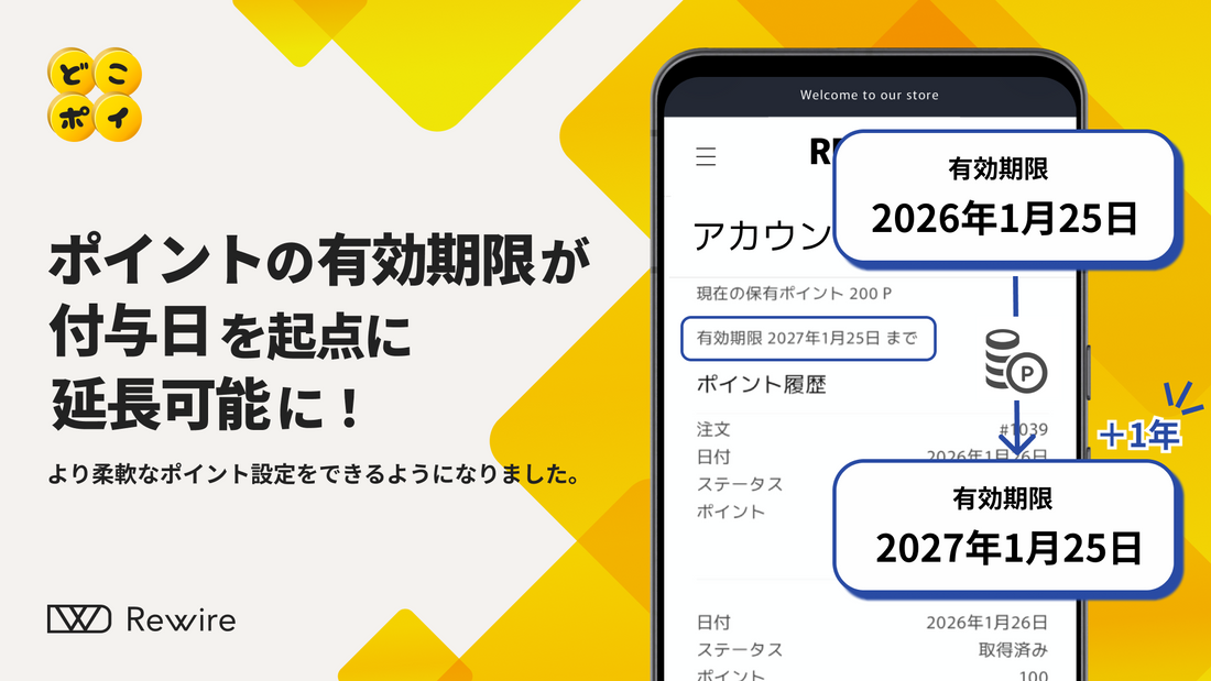 ポイントの有効期限が付与日を起点に延長可能になりました